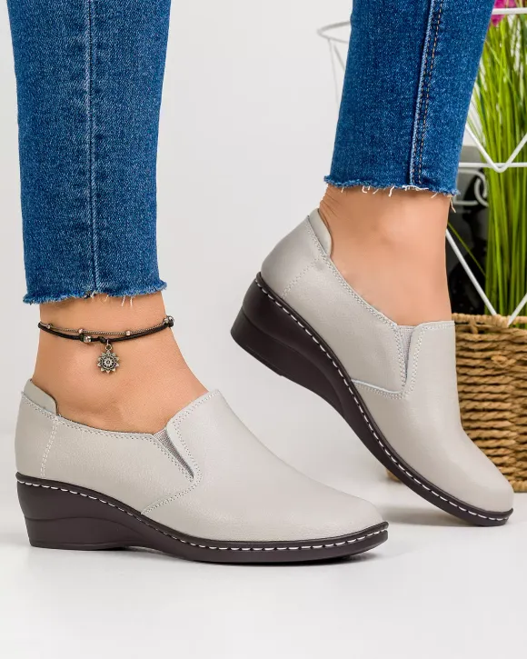 Pantofi Dama Piele Naturala Gri Casual JBS-135
