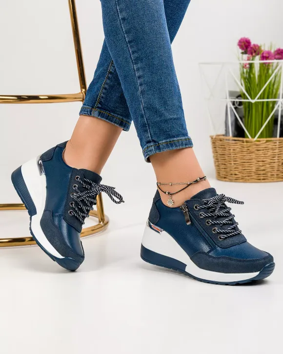 Pantofi Casual - Pantofi Piele Naturala Agnes - Bleumarin