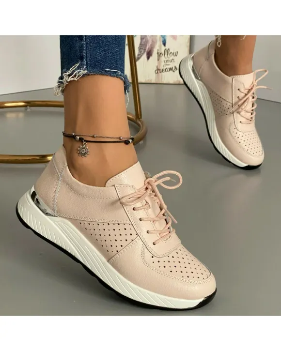 Pantofi Piele Naturala Arya - Roz
