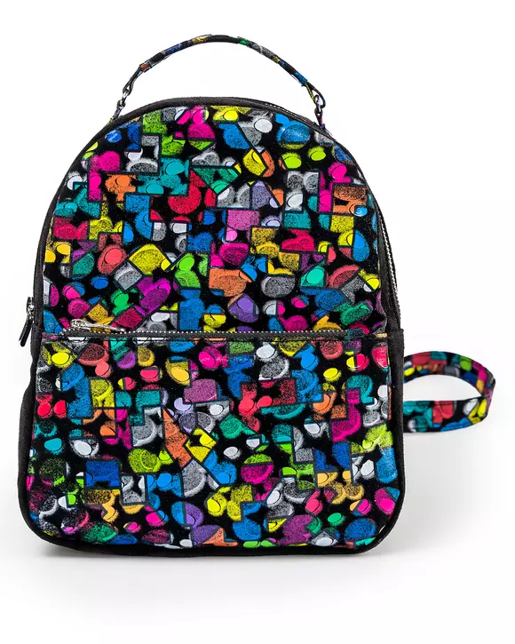 Rucsac dama piele naturala negru cu print picasso POL157