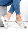 Sandale Albastre Piele Naturala Cu Broderie Florala JY3010 4