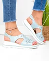 Sandale Albastre Piele Naturala Cu Broderie Florala JY3010 2