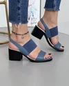 Sandale Albastre Piele Naturala Cu Toc Si Bareta Elastica AK0165 3