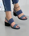 Sandale Albastre Piele Naturala Cu Toc Si Bareta Elastica AK0165 1