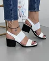 Sandale Albe Cu Toc Si Bareta Elastica Piele Naturala AK0165 2