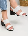 Sandale Albe Cu Toc Si Bareta Elastica Piele Naturala AK0165 3