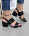 Sandale Cu Toc Si Bareta Elastica Piele Naturala Negre AK0165 3