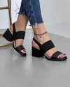 Sandale Cu Toc Si Bareta Elastica Piele Naturala Negre AK0165 2