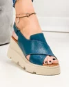 Sandale dama piele naturala albastre cu model incrucisat AKD   2000 2