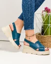 Sandale dama piele naturala albastre cu model incrucisat AKD   2000 4