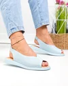 Sandale dama piele naturala albastre cu talpa joasa si perforatii T6028 5