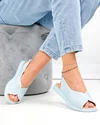Sandale dama piele naturala albastre cu talpa joasa si perforatii T6028 3