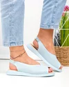 Sandale dama piele naturala albastre cu talpa joasa si perforatii T6028 4