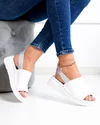 Sandale dama piele naturala albe cu bareta elastica si talpa flexibila F001-967 3