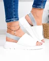 Sandale dama piele naturala albe cu bareta elastica si talpa flexibila F001-967 2
