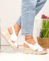 Sandale dama piele naturala albe cu barete incrucisate si inchidere scai PV976 5