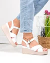 Sandale dama piele naturala albe cu barete incrucisate si talpa tip platforma PV977 4