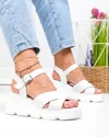 Sandale dama piele naturala albe cu barete late incrucisate T6021 2