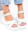 Sandale dama piele naturala albe cu barete late incrucisate T6021 3