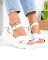 Sandale dama piele naturala albe cu barete late incrucisate T6021 1