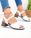 Sandale dama piele naturala albe cu inchidere catarama si accesoriu metalic JY5753 3