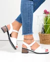 Sandale dama piele naturala albe cu inchidere catarama si accesoriu metalic JY5753 2