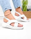 Sandale dama piele naturala albe cu inchidere catarama T6023 2
