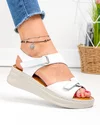Sandale dama piele naturala albe cu inchidere dublu scai JY5800 3