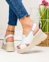 Sandale dama piele naturala albe cu inchidere scai si platforma AKD   2000 5