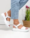 Sandale dama piele naturala albe cu inchidere scai T6032 4