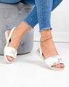 Sandale dama piele naturala albe cu inchidere slip-on si accesoriu aplicat PV990 4