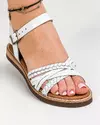 Sandale dama piele naturala albe cu model impletit si inchidere catarama MS006 2