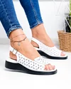 Sandale dama piele naturala albe cu model perforat si inchidere catarama T-8027 3