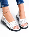 Sandale dama piele naturala albe cu model perforat si inchidere catarama T-8027 1