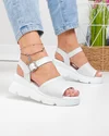 Sandale dama piele naturala albe cu model perforat si talpa tip platforma T6025 2