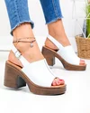 Sandale dama piele naturala albe cu patforma si toc gros si inchidere catarama JY3690 1