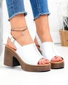 Sandale dama piele naturala albe cu patforma si toc gros si inchidere catarama JY3690 2