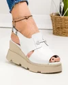 Sandale dama piele naturala albe cu platforma AKD   3000 2