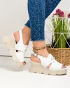 Sandale dama piele naturala albe cu platforma AKD   3000 4