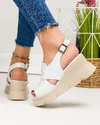 Sandale dama piele naturala albe cu platforma AKD   3000 5