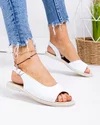 Sandale dama piele naturala albe cu talpa flexibila PV988 2