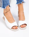 Sandale dama piele naturala albe cu talpa flexibila PV988 1