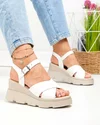 Sandale dama piele naturala albe cu talpa tip platforma PV977-1 3
