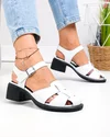 Sandale dama piele naturala albe decupate cu toc gros JY5760 4