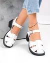 Sandale dama piele naturala albe decupate cu toc gros JY5760 1