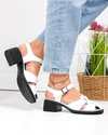 Sandale dama piele naturala albe decupate cu toc gros JY5760 3