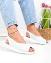 Sandale dama piele naturala albe perforate cu talpa joasa flexibila T6028 5