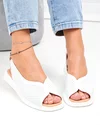 Sandale dama piele naturala albe perforate cu talpa joasa flexibila T6028 2