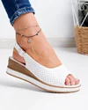Sandale dama piele naturala albe perforate cu talpa maro GI-001 3