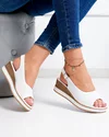 Sandale dama piele naturala albe perforate cu talpa maro GI-001 4